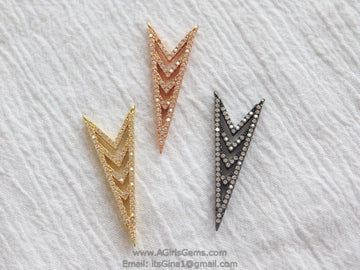 Micro Pave V Pendant Connector, Rose, Gold